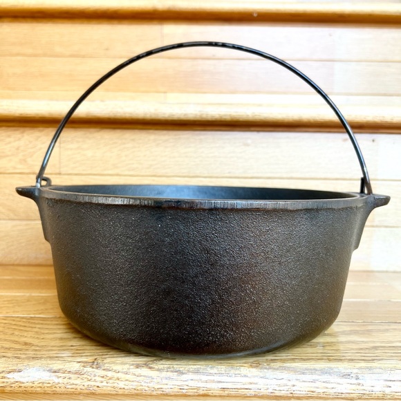 WAGNER 1891 Cast Iron Dutch Oven Bail Handle Pre Seasoned Saute Fry Baking Roast